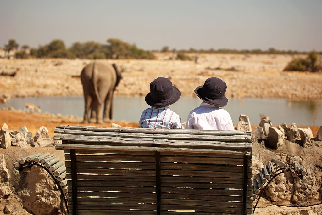 Children participating in safari activities